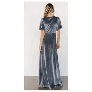 Baltic Born Katelyn Velvet Wrap Maxi Dress Dusty Blue Size XL Wedding Party NWT thumbnail 16