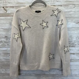 Rails Womens XS Sweater Cashmere Blend Virgo Gray White Stars Drop Shoulder thumbnail 2