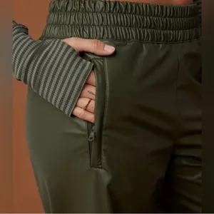 NWT OFFLINE By Aerie Real Luxe Faux Leather Wide Leg Pant in Green Size L thumbnail 13