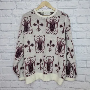 Vintage 80s Geometric Abstract Purple Sweater thumbnail 3