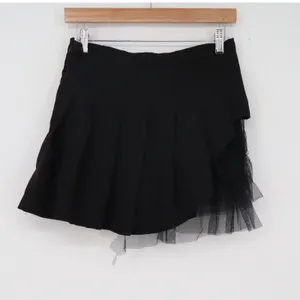 Unbranded Skirt Women L Pleated Asymmetrical Black Tulle Mesh Trim Excellent thumbnail 3