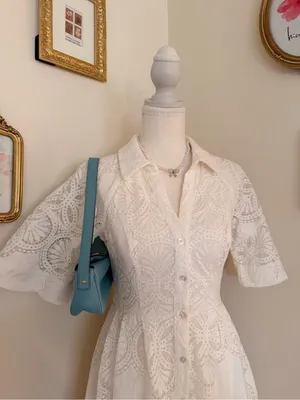 Anthropologie White Eyelet Midi Dress with Cutout Back thumbnail 7