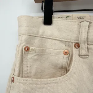 AE77 Stovepipe Selvedge Jeans Women 14 Regular Cream NWT Organic Cotton Straight thumbnail 6
