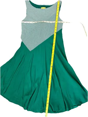 Anthropologie Maeve Cameron Striped Asymmetrical Green Dress Small Boho thumbnail 5
