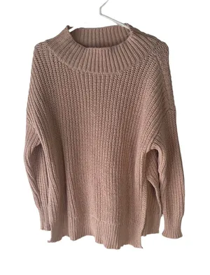 Aerie Size Medium Light Pink Knit Round Neck Sweater Coquette Soft Cozy‎ thumbnail 1