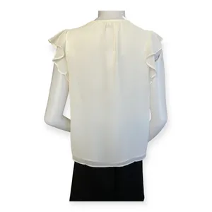 J. Crew Womens white flutter sleeve key-hole blouse thumbnail 7