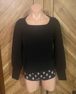 Madewell Black Ottoman Rib Squareneck Top thumbnail 2