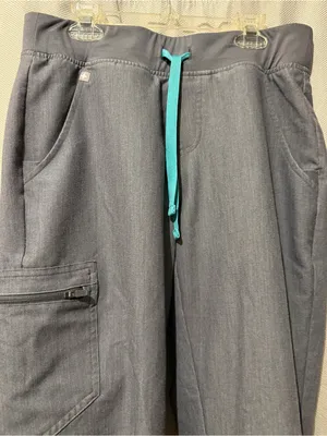 FIGS Zamora Jogger Scrub Pants Gray High Waisted Drawstring Medical Small thumbnail 4