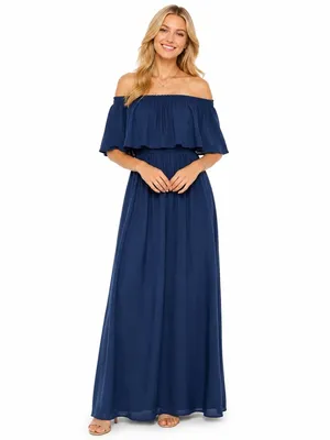 Show Me Your Mumu Hacienda Maxi Wedding Formal Dress, Rich Navy Crisp Bridesmaid thumbnail 3
