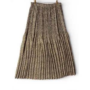 Allison Taylor Leopard Print Pleated Shear Maxi Skirt Brown Animal‎ Print Large thumbnail 2
