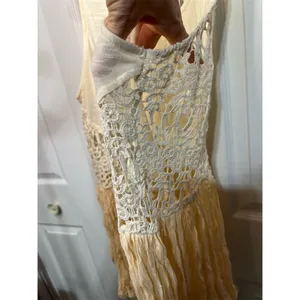 Ginnicks by BKE Women's Ivory Tunic Tank Top M Lace Rhinestone Trim thumbnail 6