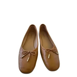 Nordstrom Flats Size 5 Square‎ Toe Brown Leather Slip On Casual Shoes thumbnail 4