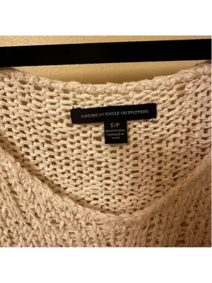 American Eagle White Knit Sweater Small Long Sleeve thumbnail 6