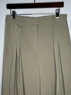 Meshki Jemima Wide Leg Pleated Trouser Pants in Olive Green Office Career thumbnail 5