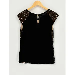 The Limited Blouse Women Medium‎ Black Lace Cap Sleeve Keyhole Back Coquette thumbnail 5