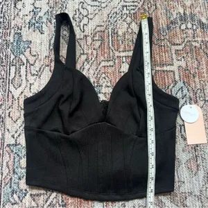 Blashe Los Angeles NWT Black Sleeveless Corset Bustier Crop Top Zipper Medium thumbnail 9