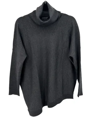 Eileen Fisher Womens‎ Gray Merino Wool Asymmetric Turtleneck Sweater XS Neutral thumbnail 1