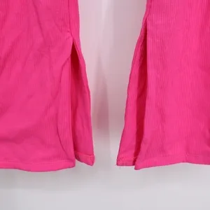 Naked Wardrobe Hot Pink Ribbed Split Hem Pants Womens Small thumbnail 6
