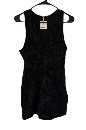 Free People NEW Floral Jacquard Mini Dress Black thumbnail 5