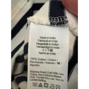 J.Crew Womens XL Navy Blue‎ White Striped Long Sleeve Boat Neck Cotton Tee Shirt thumbnail 3