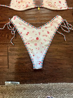 Pacsun White Printed Moira Triangle Bikini Top and bottom  thumbnail 4