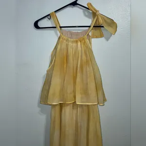 Even Vintage Yellow Tie-Dye Maxi Dress - Size XS - Boho Halter. thumbnail 3