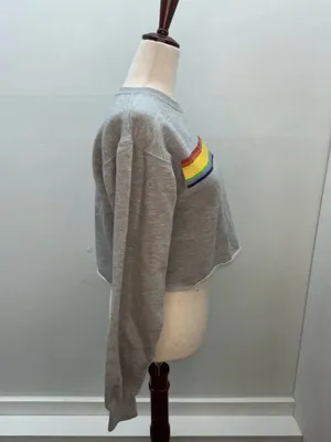 Brandy Melville John Galt Crop Sweatshirt Pacific City Rainbow One Size Beach thumbnail 2