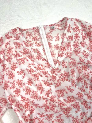 Relipop Pink Floral Deep V-Neck Long Sleeve Ruffle Romper Size XL thumbnail 2