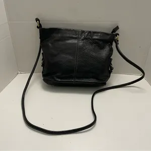 Vintage Fossil Purse Crossbody Pebbled Leather Lightweight Embossed Logo Black thumbnail 5
