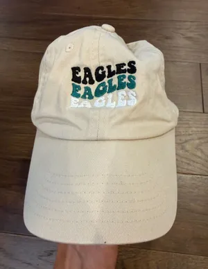Philadelphia Eagles Embroidered Retro Logo Tan Baseball Baseball Hat - C11-510 thumbnail 1