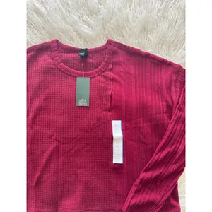 Wild Fable Long Sleeve Boxy Cropped T-Shirt Berry Red Size Large thumbnail 4