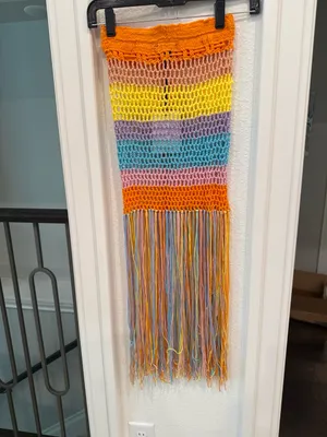 JNNA Rainbow Crochet Fringe Tube Top Festival Cover Up NWT Small thumbnail 3
