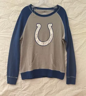 Vintage Majestic NFL Colts Grey and Blue Crewneck Sweatshirt thumbnail 1