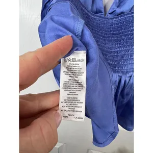 French Connection Blue Satin Halter Top Womens Size XS Smocked back thumbnail 9