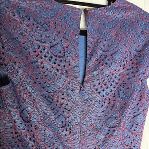 BANANA REPUBLIC Purple Red Eyelet Lace Assymetrical Hem Midi‎ Dress Size 0 thumbnail 6