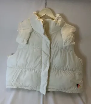 Cream Puffer Vest with Rainbow Accent White Size XL thumbnail 1