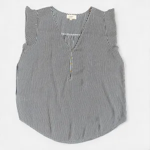 Ann Taylor Loft flowy cap sleeve tank stripe boxy business casual women large thumbnail 7