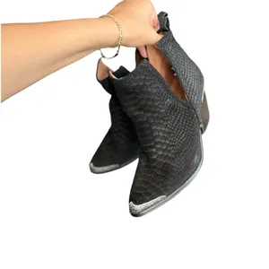 JEFFREY CAMPBELL Cromwell Suede Leather Black Western Ankle Boots Booties thumbnail 8