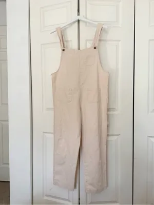 Olive Clothing UK Kyoko Cotton Dungaree Ivory Off White Overalls Small Medium thumbnail 3