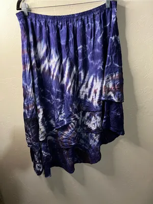 Dharma Trading Co Vintage Purple Tie Dye Tiered Asymmetrical Boho Midi Skirt thumbnail 2
