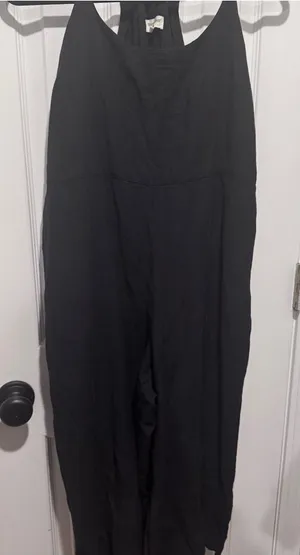 World Market Black Wide Leg Jumpsuit Sleeveless Racer Back Size Medium thumbnail 1