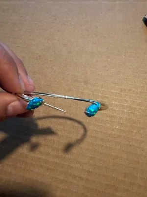 Kendra Scott Silver Open Cuff with Teal Gemstone Ends thumbnail 2
