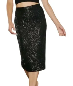 Piombo Black Sequins Skirt(Size XXL) Black thumbnail 1