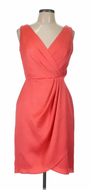 Lela Rose Bridesmaid Dress Women 10 Coral Orange Cocktail Draped Wedding Guest thumbnail 1