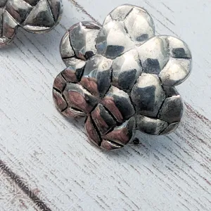 Vintage Earrings For Pierced Ears - Large Silver Tone - Tarnished thumbnail 3