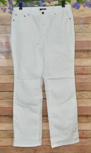 Needle & Cloth Ladies White Denim Jeans Size 14 Slim Boot-Cut Stretch Casual thumbnail 1