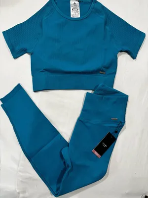 Lilias Active Ribbed Knit Set Blue Size M thumbnail 1