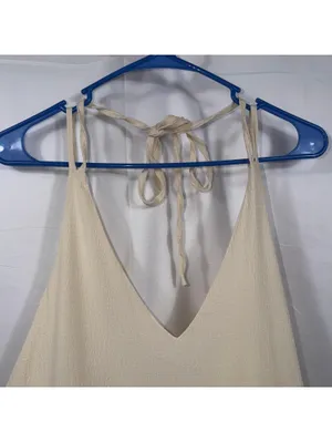 Cream Tiered Halter Maxi Dress Size XL thumbnail 5
