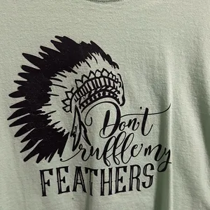 Mint Green and Black Don’t Ruffle My Feathers Graphic Shortsleeve Tshirt size XL thumbnail 2