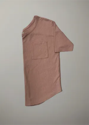 👚 Pink Rose Short Sleeve Waffle Knit Top w/ Pocket thumbnail 1